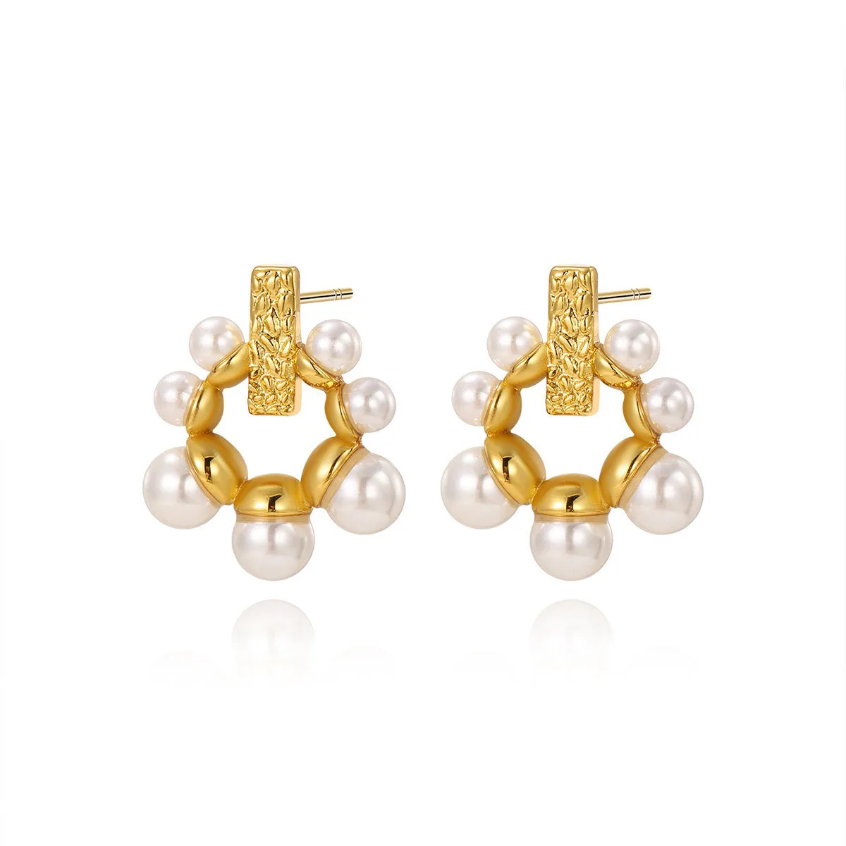 Textured & Pearl Cluster Earrings