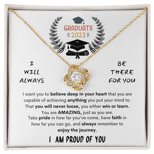 I Am Proud Love Knot Necklace | Graduation