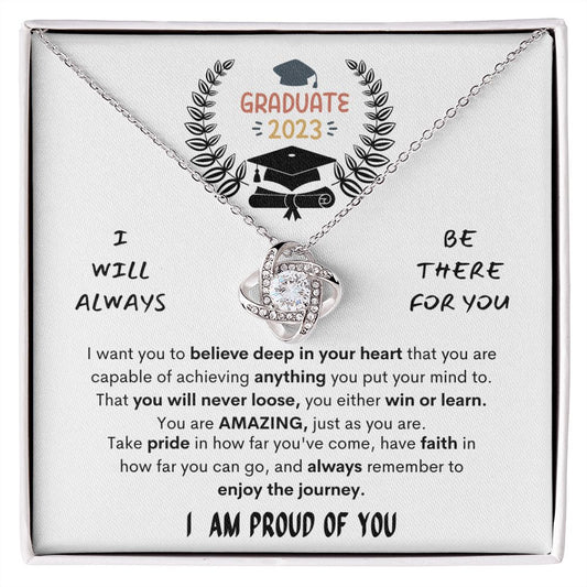 I Am Proud Love Knot Necklace | Graduation