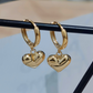 Puffy Heart Charm Hoop Earrings