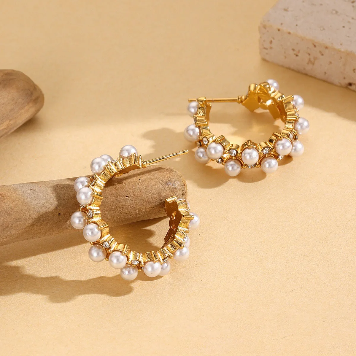 Pearl & Crystal Hoop Earrings