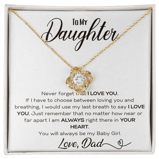 To My Daughter Necklace Gift | The Love Knot Necklace Gift for Daughter