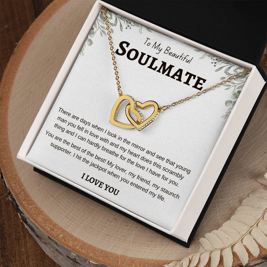 To My Beautiful Soulmate | Soulmate Gift | Interlocking Hearts Necklace