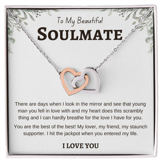 To My Beautiful Soulmate | Soulmate Gift | Interlocking Hearts Necklace