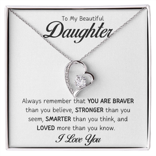 To My Beautiful Daughter Forever Love Necklace | Necklace Gift for Daughter